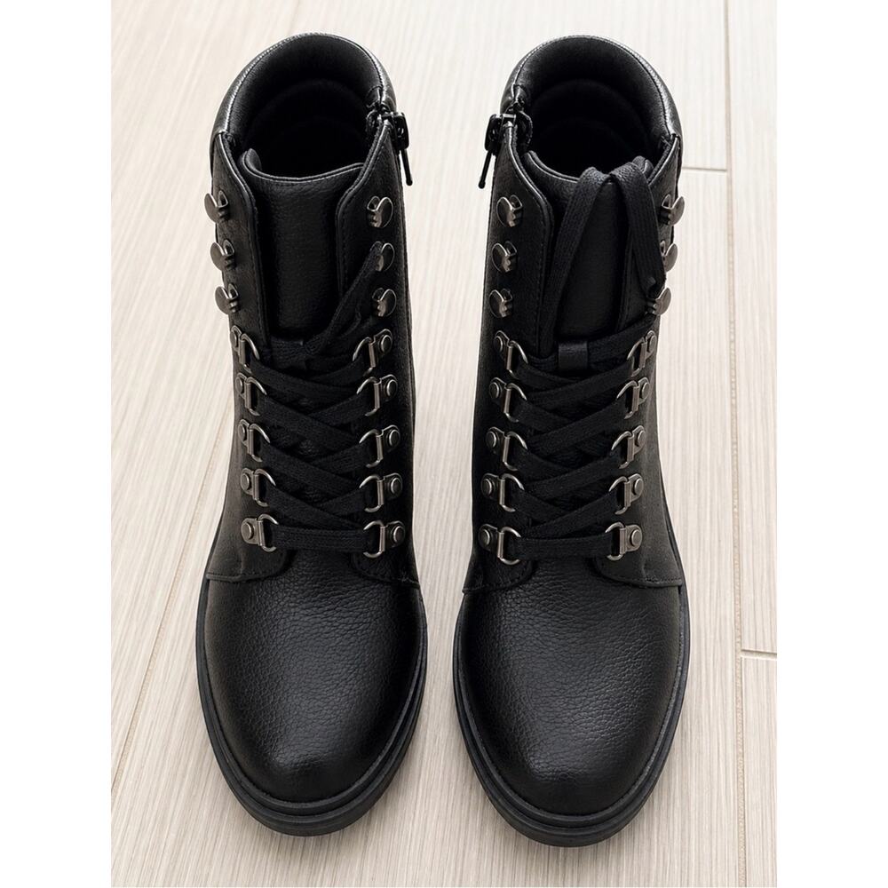 Mix No. 6 Kadin Black Heeled Combat Boots Women’s Lace Up Zip size 6 NWOB - Picture 7 of 11
